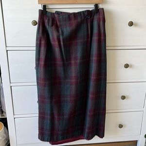 Eddie Bauer plaid midi wrap skirt